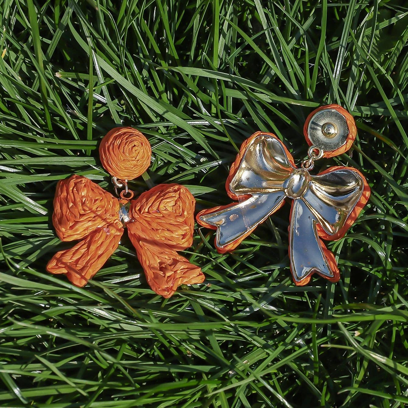 Bohemain Elegant Handmade Raffia Bowknot Drop Earrings for Women Sweet Geometric Rattan Knit Earrings Summer Party Jewelry Gift