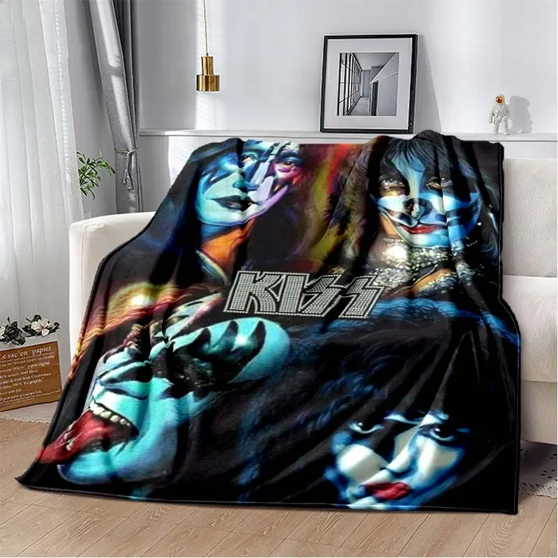 

KISS Rock Band Retor flannel Blanket,Fashion Soft Cozy Living room Bedroom Sofa Bed Travel Blanket Birthday Gift