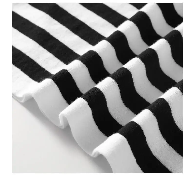 Vintage black and white striped short-sleeved loose breathable casual upper knit polo shirt 13 S98a4c10b38c747c8bd732b04c16c0eb2f