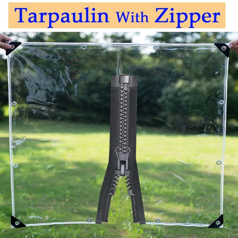 

Customize 0.35mm Thickness Transparent Tarpaulin With Zipper Door Outdoor Pergola Waterproof Canopy Garden Plants Rain Shelter