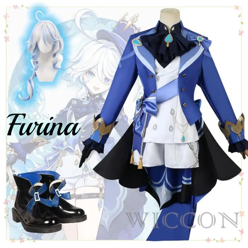 

Furina Anime Game Genshin Impact Fontaine Focalors Cosplay Costume Clothes Uniform Focalors Wig Cosplay Costume Hydro Archon