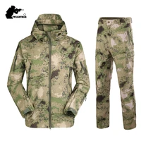Outdoor Camoflage SoftShell Men's Suits 5XL Oversized Waterproof Fleece Clothes Set Men Clothing Camping Hunting Suit A2F051 2