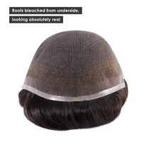 Full Swiss Lace Men Hair Toupee Male Wig Invisible Bleach Hairline Soft Capillary Prothesis Hair Replacement System for Men 2