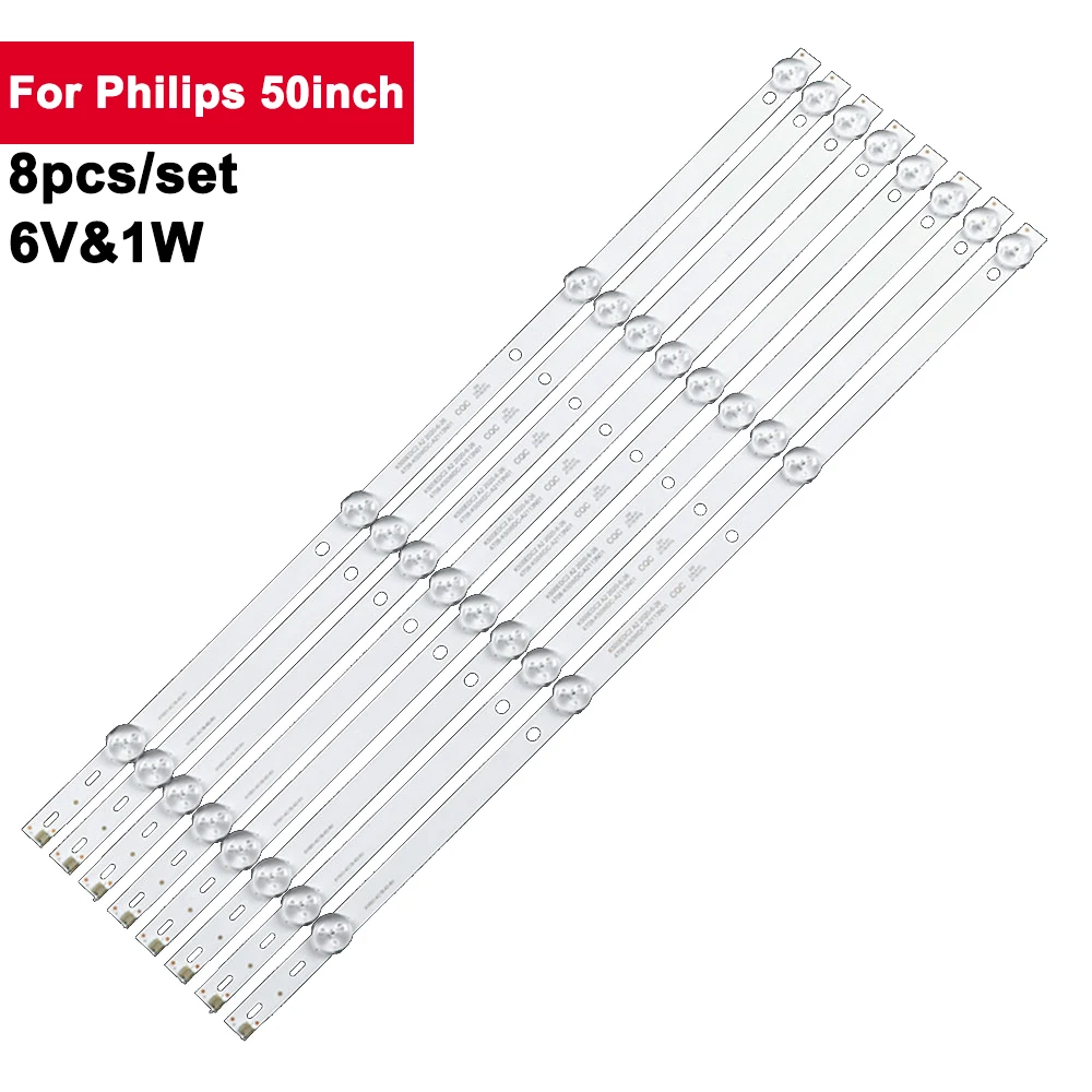 8pcs/Set 6V 1W LED TV Backlight For Philips 50inch 4708-K50WDC-A2113N01 50PFH4082/T3 P50FN0117K P50FN117K K500WDC2 K500WDC217805 led backlight strip for harper 50u750ts 50put6023 60 50usk1810t2 k500wdc2 a2 4708 k50wdc a2113n11 50put6002 im50us820