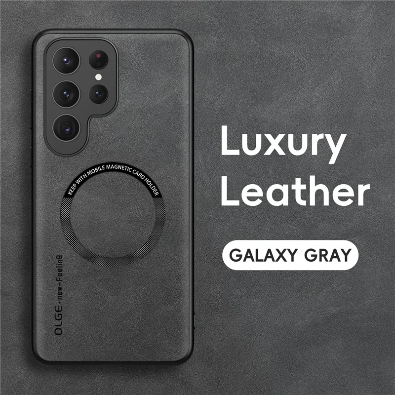 Luxury Leather Magnetic Phone Case - Premium Wireless Charging Compatible Cover