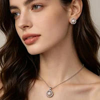 Ensemble de boucles d'oreilles et collier en argent Sterling 925 véritable pour femmes, ensembles de pendentifs en perles naturelles de mariage classiques, cadeau blanc noir gris 6