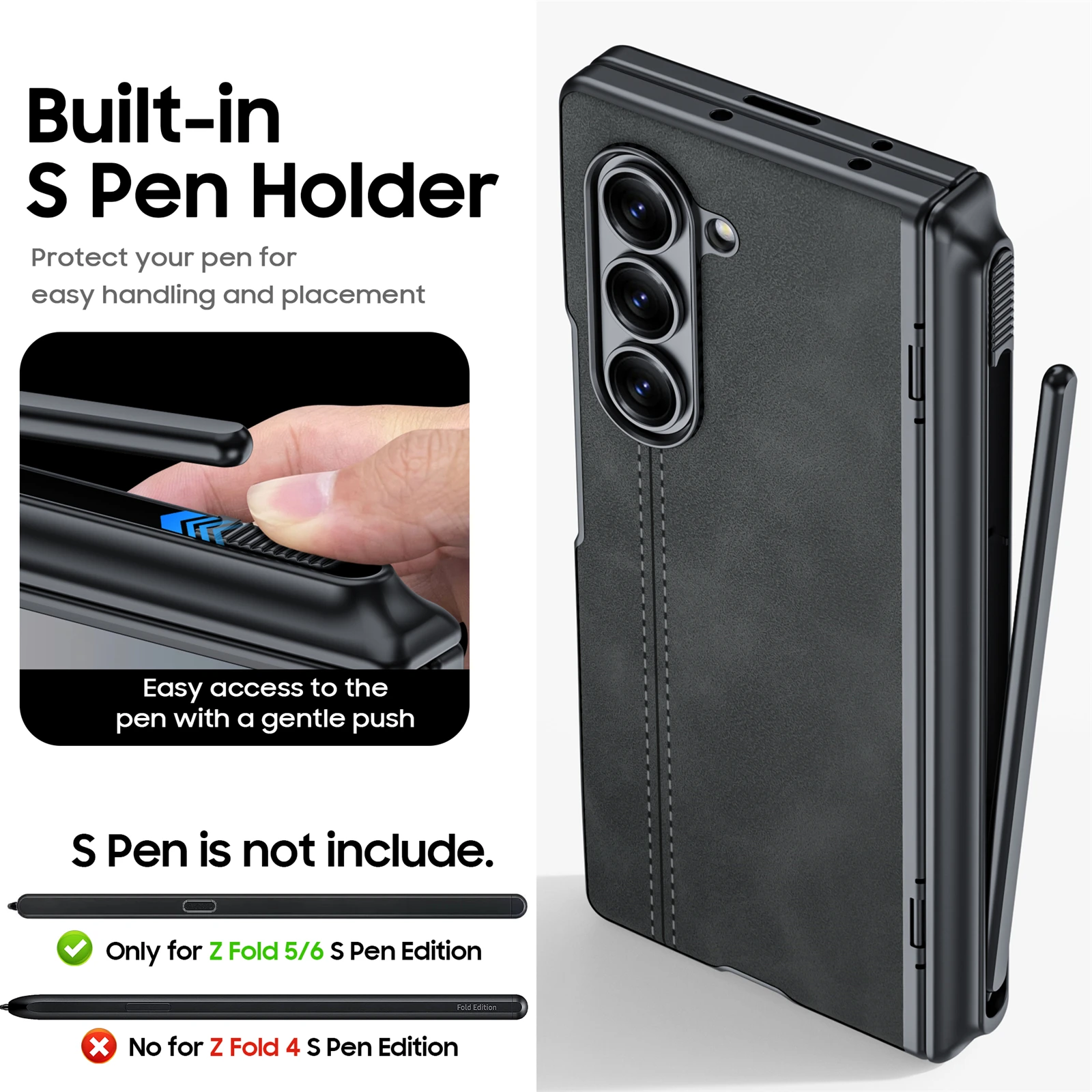 Invisible S Pen Phone Case with Integrated Protective Film & Anti-Fall Protection