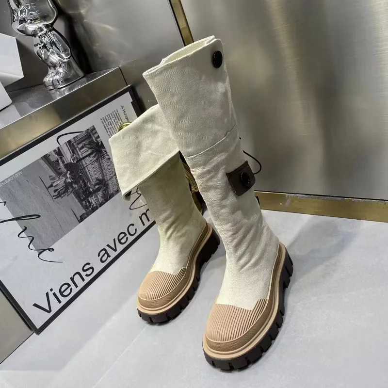 Autumn and Winter Women Boots New Over Knee Boots Versatile Thick Sole Boots Fashion Knight Boots Non Slip Women Shoes Goth