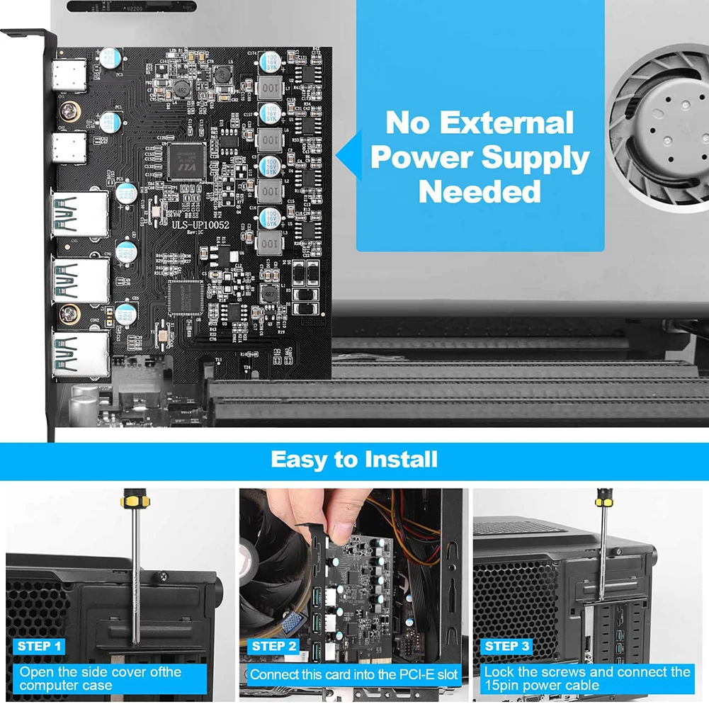 PCIe X4 에서 USB 3.2 확장 카드 추가, 윈도우 7, 8/10, 32/64 비트, 맥 OS 10.8.2, TPYC-C 지지대, 20Gbps, 3x USB3.2 및 2x
