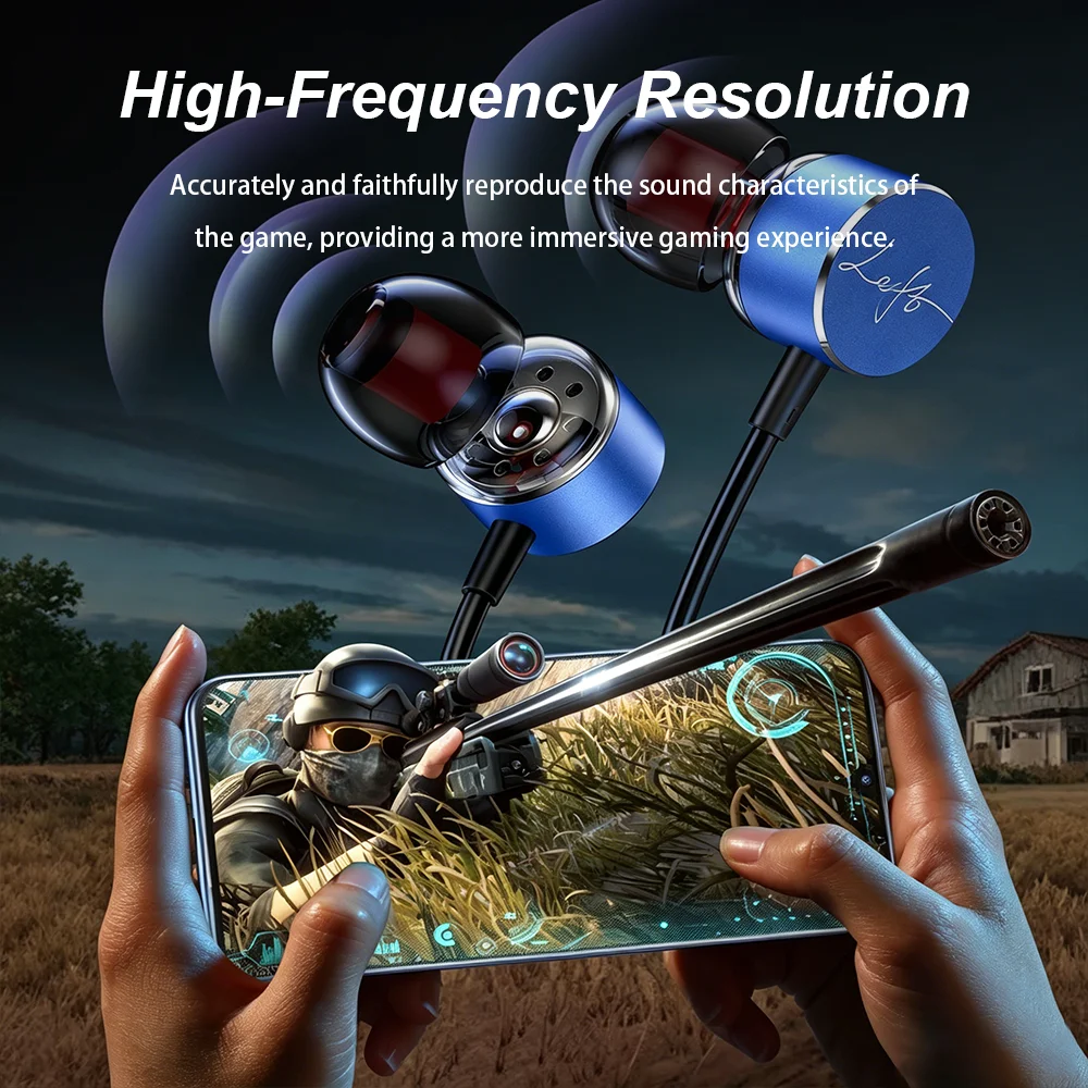 USB-C Wired HiFi Bass Stereo In-Ear Headphones with Microphone