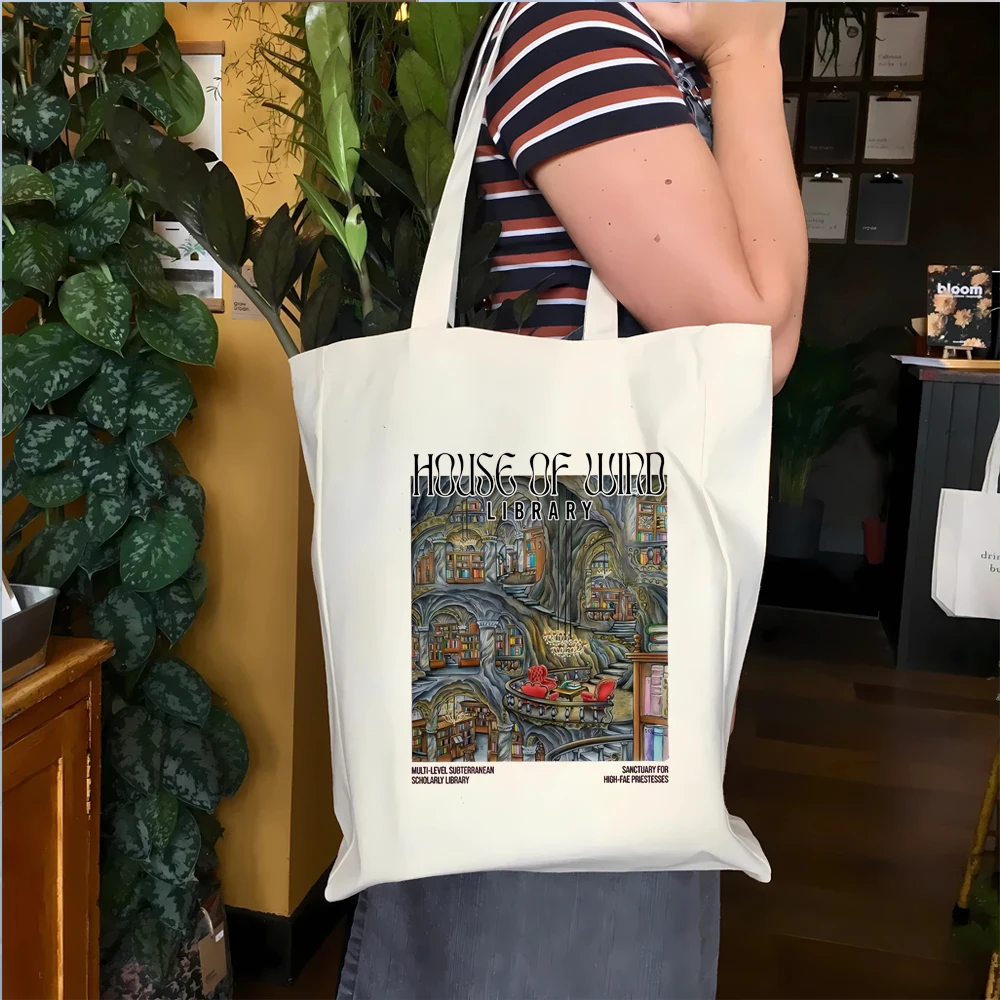 

House Of Wind Library Velaris ACOTAR Illustrated Art TOTE BAG Night Court Sarah J MaasThrone Of Glass Crescent City Licensed SJM