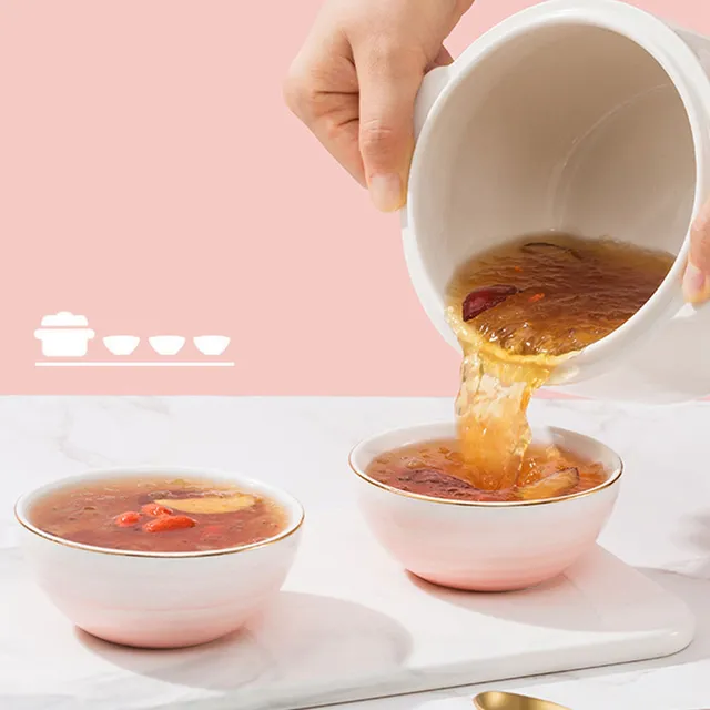 Pentola per stufato elettrica 1L 200W Anti Bruciare a secco Fornello elettrico intelligente in ceramica per porridge Zuppa di riso Mini fornello di riso 4