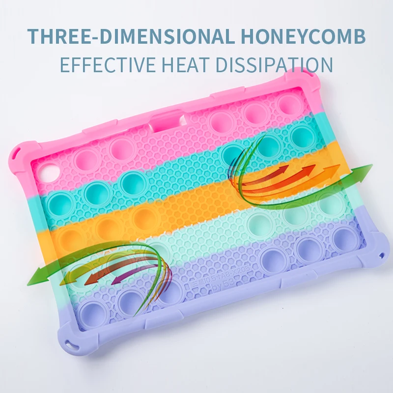 Versatile Silicone Bubble Tablet Case with Strap & Pen Holder