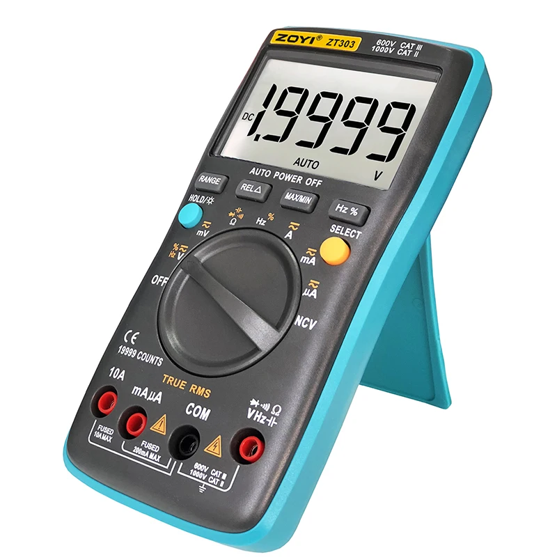 ZOYI Digital Multimeter 19999 High precision True RMS Auto Range Ammeter Voltmeter Smart Capacitor Temperature NCV Ohm Hz Tester 4