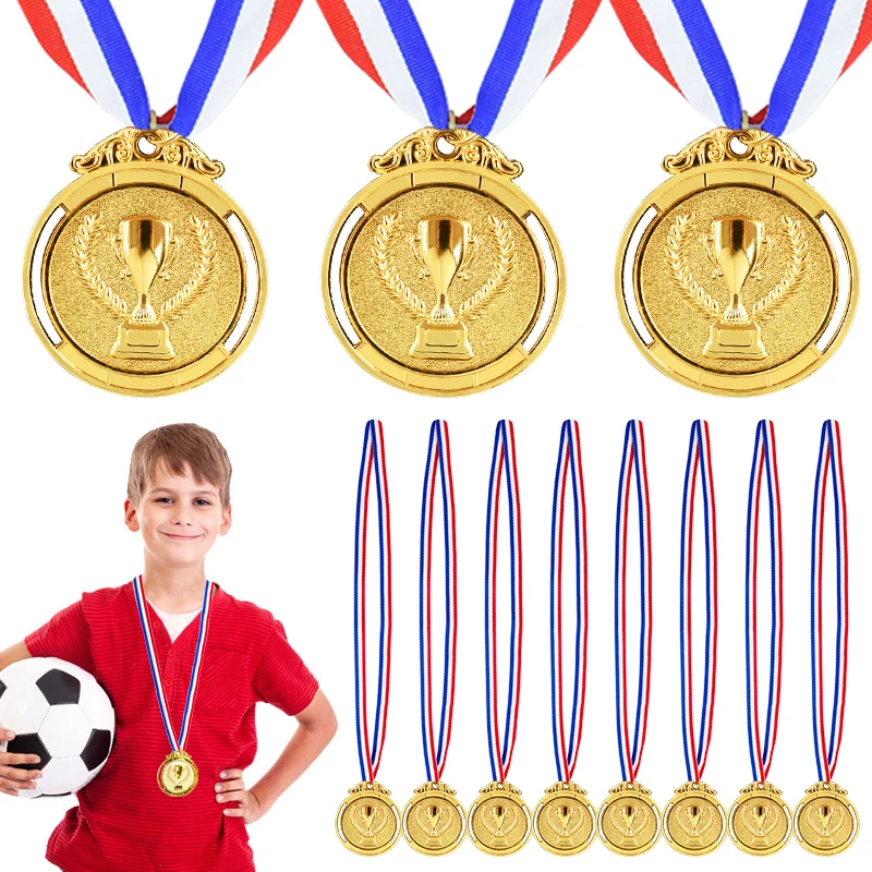 1/10pcs Football Cup Gold Medals Winner Awards Kids Sports Theme Birthday Party Favors Soccer Party Gifts Toy Competition Prizes