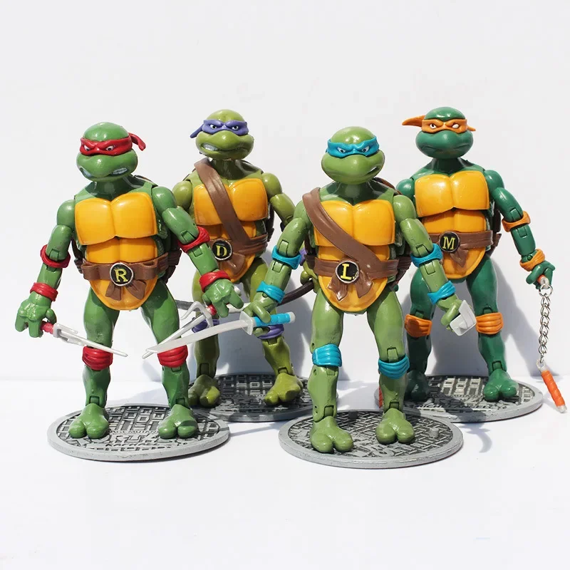 4Pcs Ninja Turtle Teenage Mutant Ninja Turtles Anime Doll Action Figure Model Toy Collection Kids Gift 1999 Edition