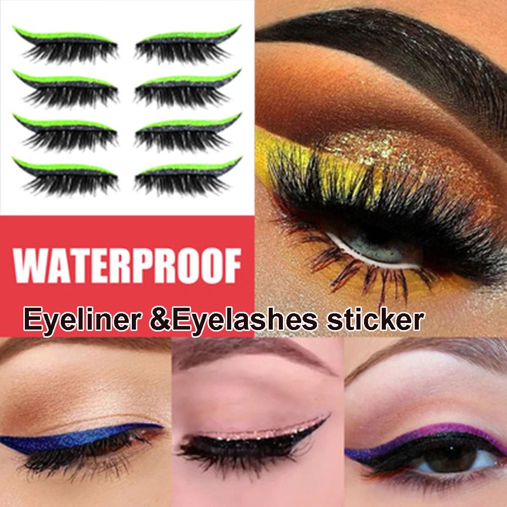 1Sheet Reusable Eyeliner And Eyelash Stickers 2 in 1 Waterproof and
