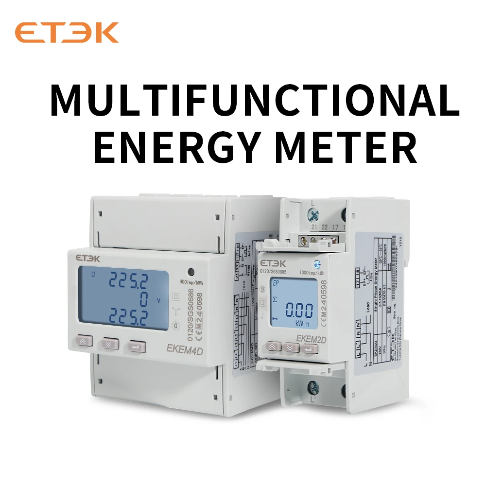 ETEC Charging Pile Smart Electricity Meter - LCD Display kWh Energy Monitor, CE/RoHS Certified for EV Chargers, Home/Commercial