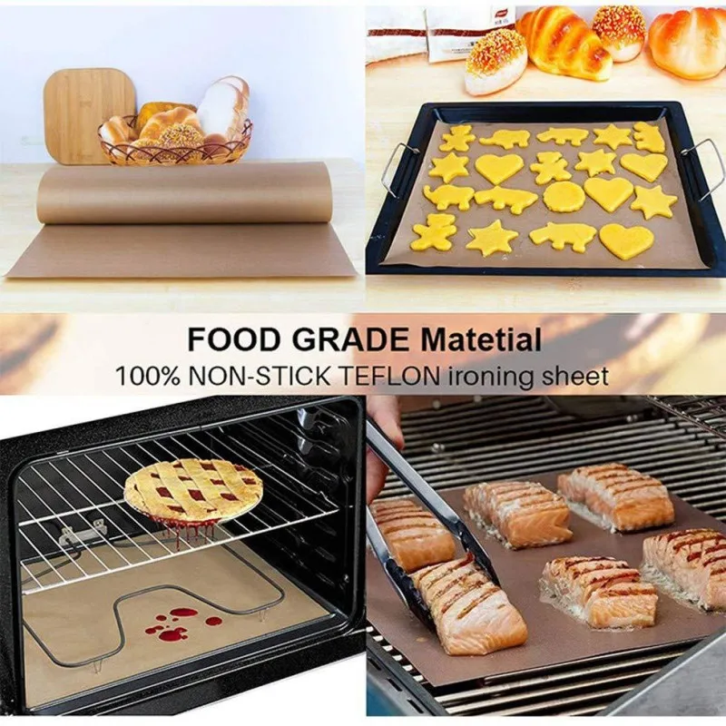 Baking Mat Sheet 40*60cm or 30*40cm Reusable Non-Stick Oil-Proof Baking Paper Heat-Resistant Oven Liner Sheet BBQ Pad 1/5/10 Pcs baking mat