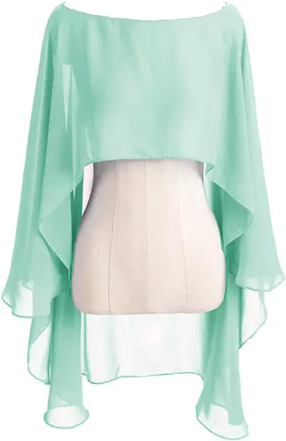 Chiffon Cape Bolero Women Femme Mariage Chalas Mujer Evening Wedding Bridal Jacket Wraps Accessories Peleryna Cloak Boda Shawl Mint