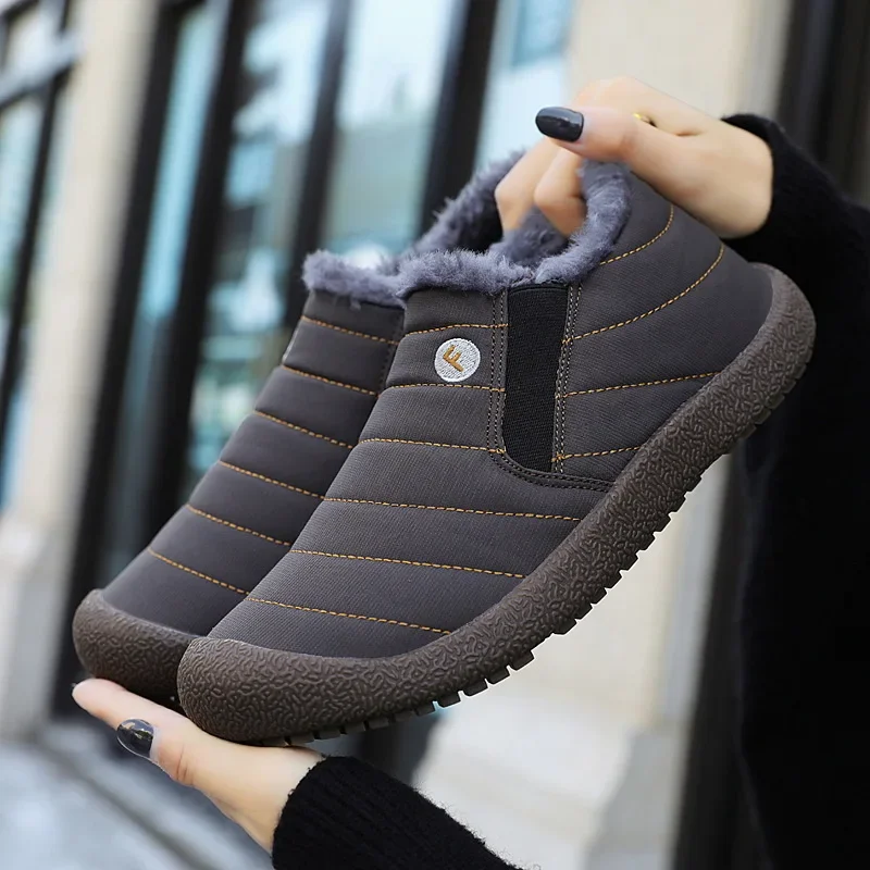 Cotton Shoes for Men 2025 Couple Winter Shoes Warm Thicken Wool Ankle Boots Non-slip Snow Boots Plus Size Waterproof Work Shoes 5