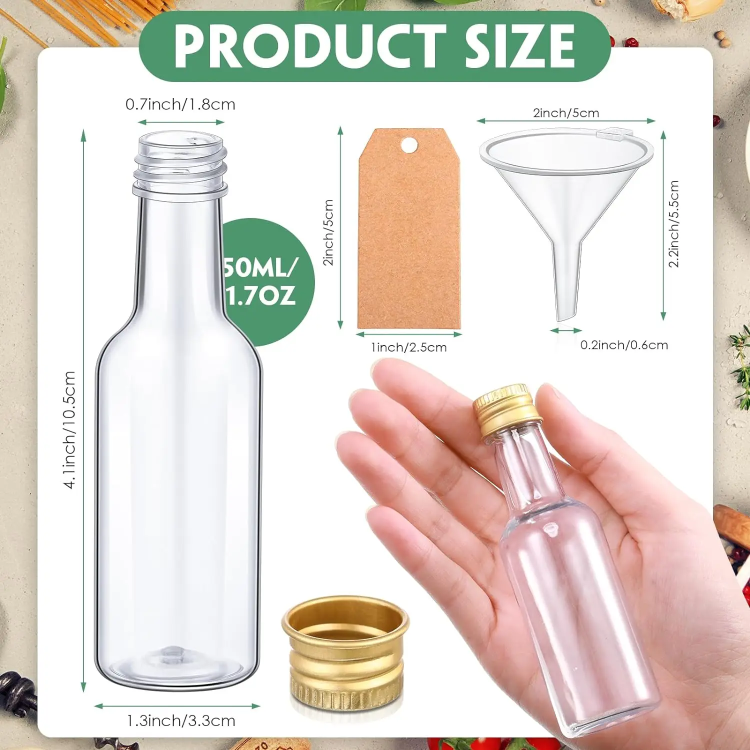 Plastic Spirit Bottles 50Pack Mini Liquor Bottles Empty Spirit Bottles with Black Cap Mini Alcohol Bottles Miniature For Weddings Party