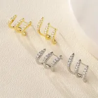 2pcs Elegant Rhinestone Three-Claw Earrings for Women Luxurious & Cute Design Earring Party Jewelry Gifts