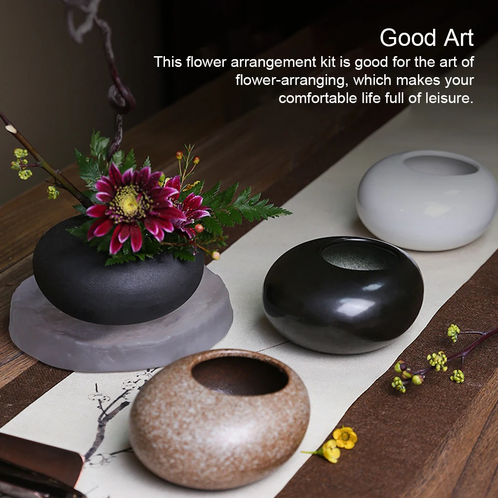 

Flower Arrangement Kit Ceramic Planter Pottery Needle Holder Pot Matte