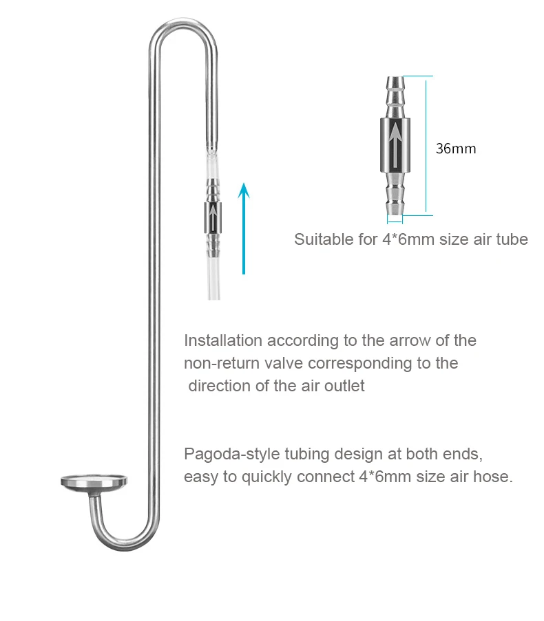 2 stücke Aquarium CO2 Rückschlagventil Edelstahl Kohlendioxid Diffusor Anti Rückkehr Wasser Gas Ausrüstung Aquarium Zubehör – Detail 3