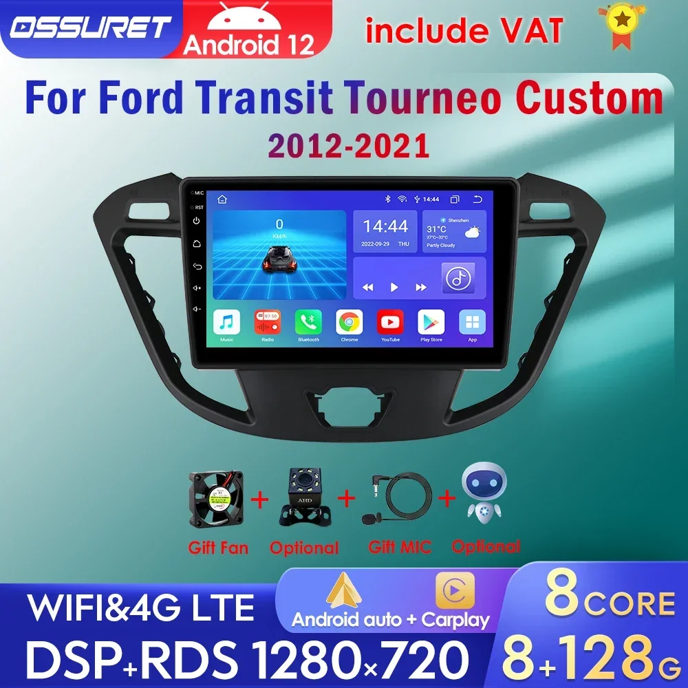 2Din Carplay Car Android Radio Per Ford Transit Tourneo Custom 2012-2021 Lettore Multimediale Navigazione Gps Wifi Head Unit 7862