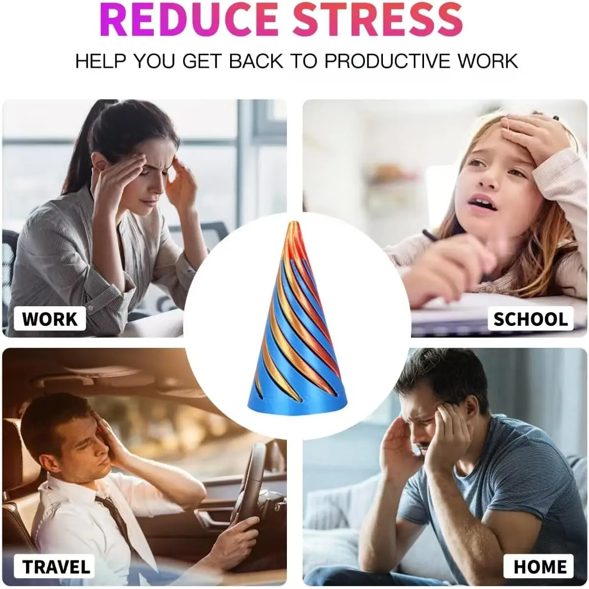 Mini 3D Printed Spiral Fidget Toys Stress Relief Infinity Magic Cube Spiral Cone Screw Funny Pyramid Fidget Toys For Kids Adults