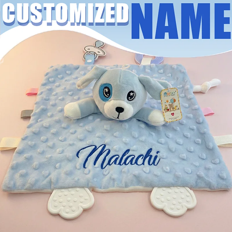 맞춤형  토끼 인형 실리콘 치발기 포함, 이름 새겨진 특별한  출산 선물