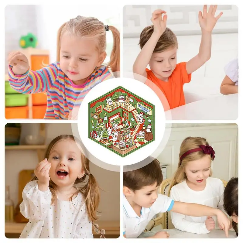 Christmas house stickers 3D miniature scene Cartoon Scene Stacking and Pasting Stickers Festival Birthday Gift for Child Student