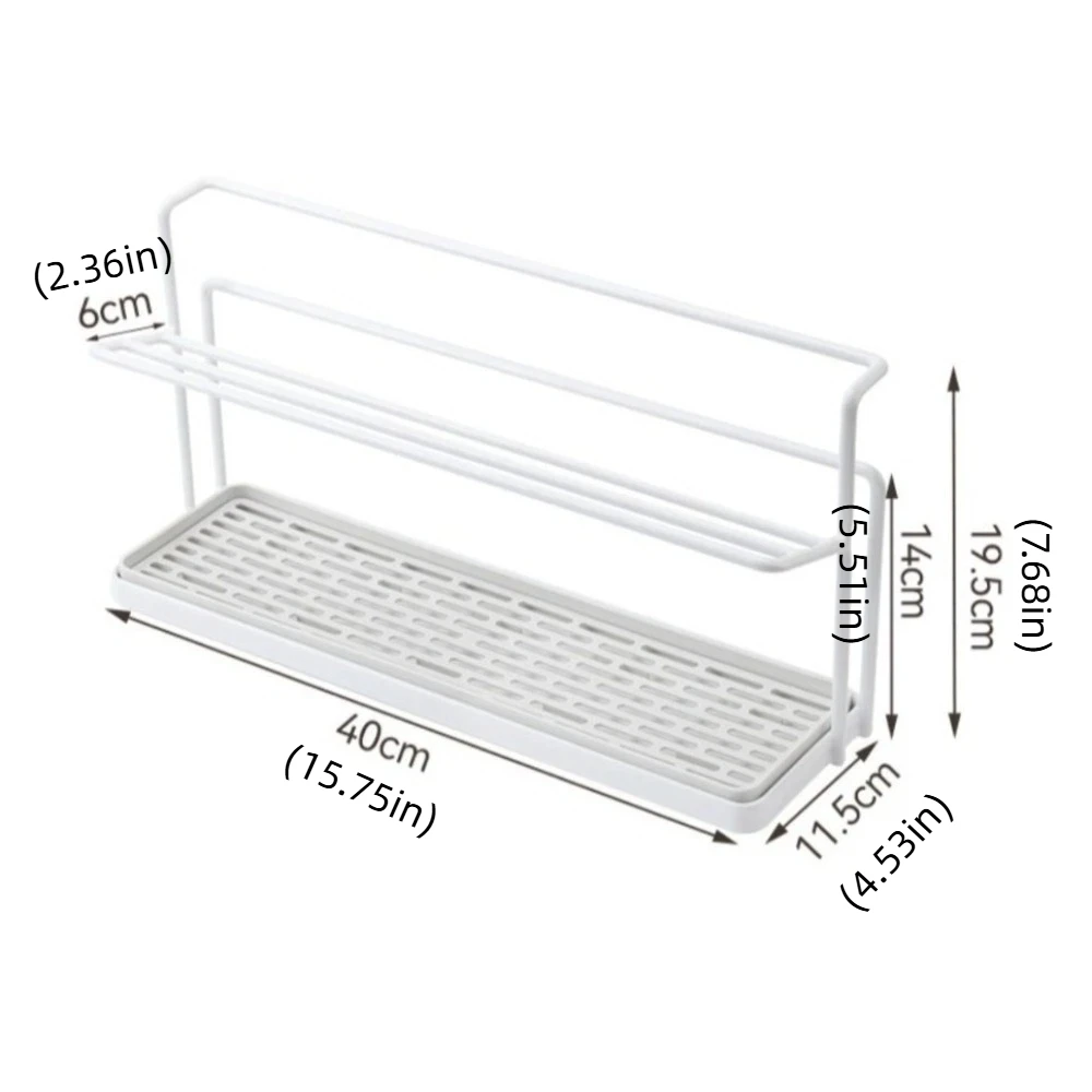 Double-layer 2Layer Cup Storage Rack Sink Storage Rack Carbon Steel Drain Cup Rack Black White with Drip Tray Cup Storage Tray