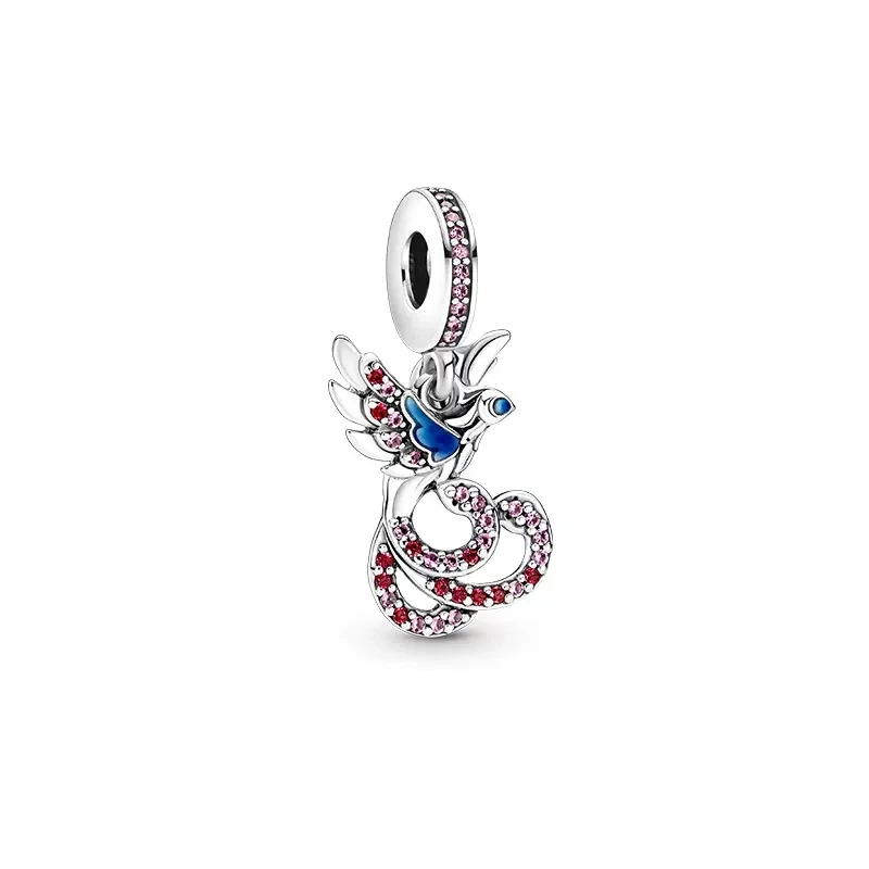 Birds Pendant Bead Fit 925 Sterling Silver Charm Bracelet DIY Women Jewelry Swan Magpie Parrot Phoenix Swallow