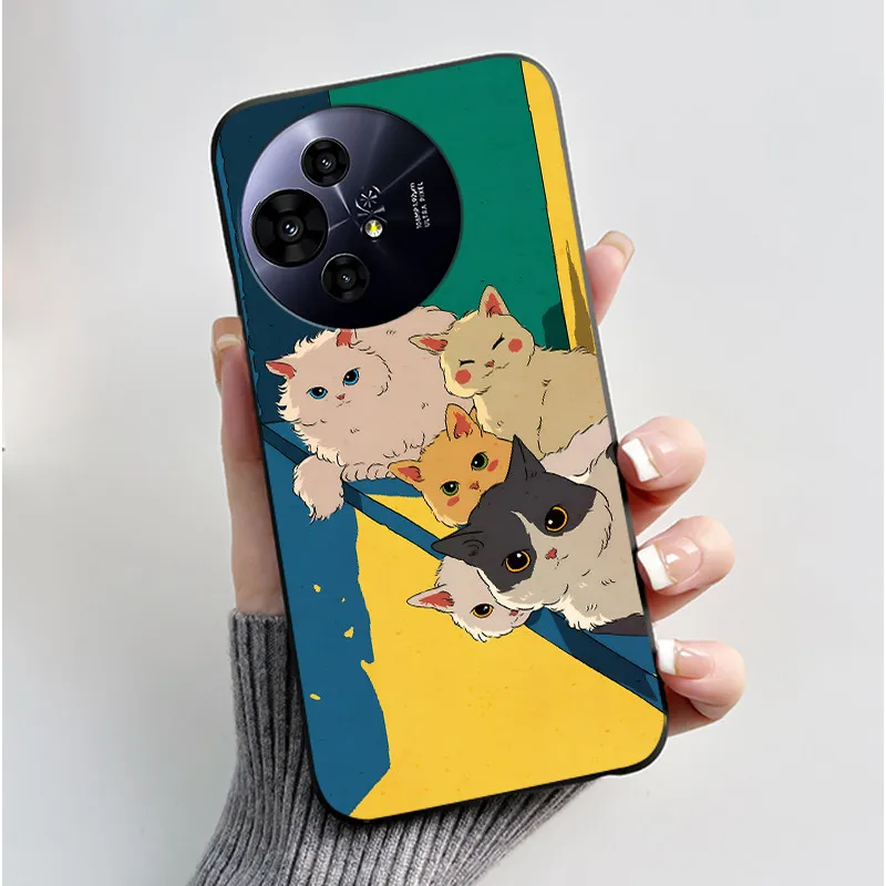 Aesthetic Cute Cat Astronaut Soft Silicone Black Protective Phone Case Cover