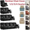 1/2/3 Seat Waterproof Recliner Sofa Cover PU Leather Armchair Cover Solid Color Elastic Relax Single Sofa Slipcovers Home Hotel 1