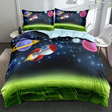

Space Bedding Sets Cartoon Black Duvet Cover Set Bedclothes With Pillowcases Twin Double Queen King Sizes Soft and Comfortable