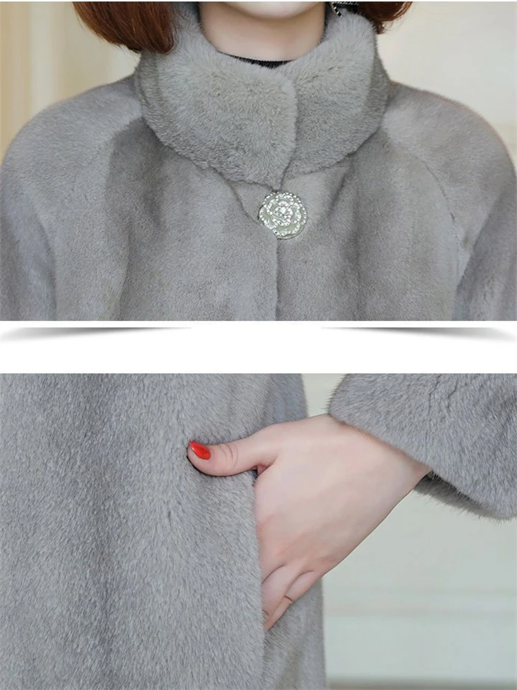 Plush Winter Faux Fur Overcoats Warm Thicken Imitate Mink Jackets Oversize 85kg Loose Jaqueta Feminina Elegant Mid-lenght Casaco