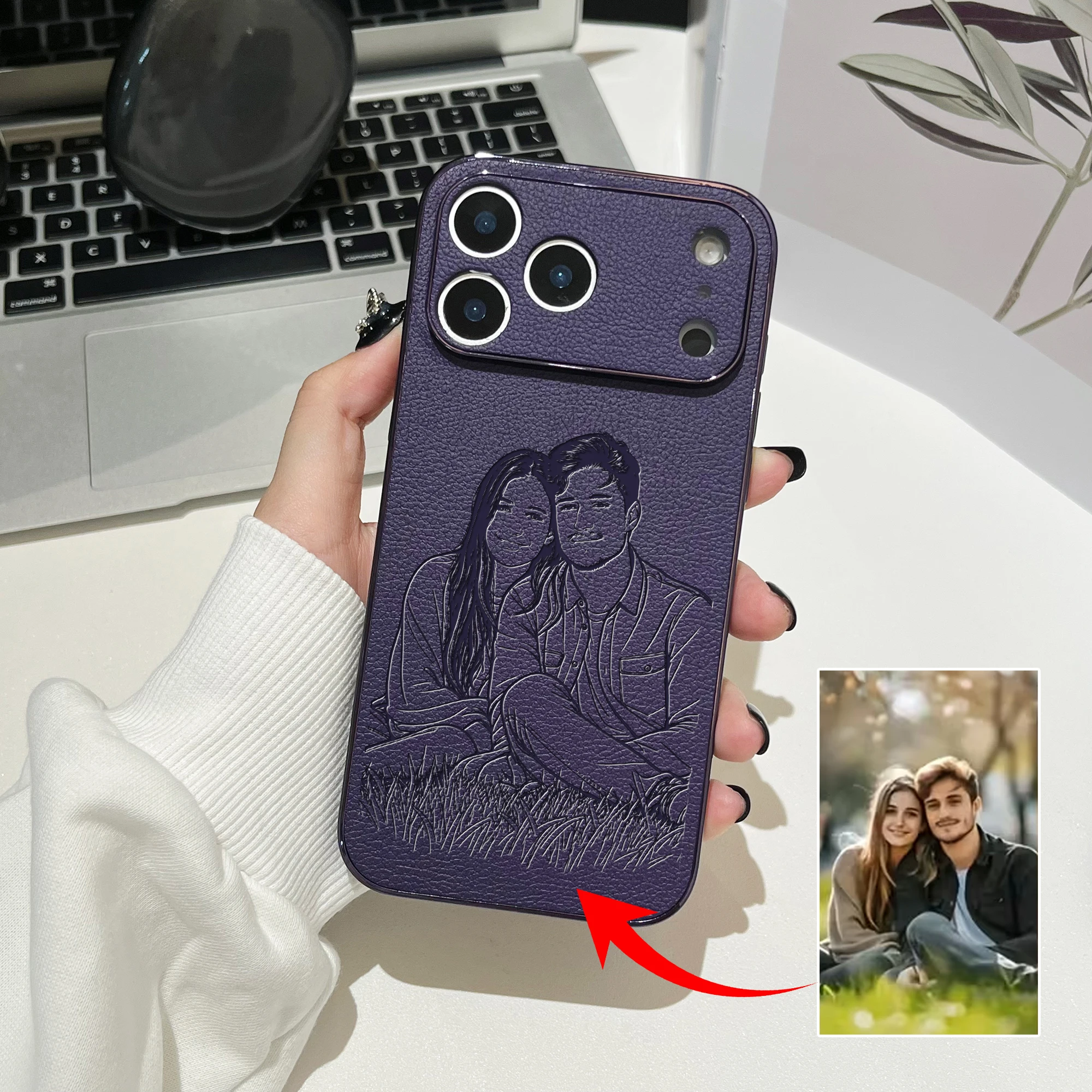 Personalized Custom Photo Sketch Lines Style 3D Laser Engraving Luxury thumbnail 5
