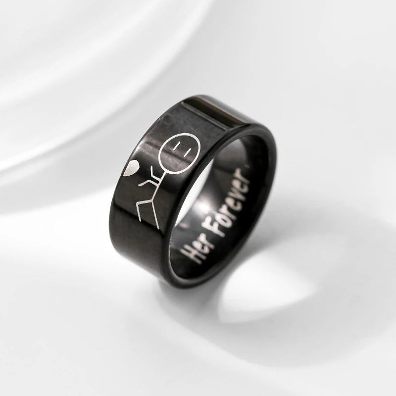 Couples Rings Stainless Steel Ring Unisex For Women And Men 8mm Wide