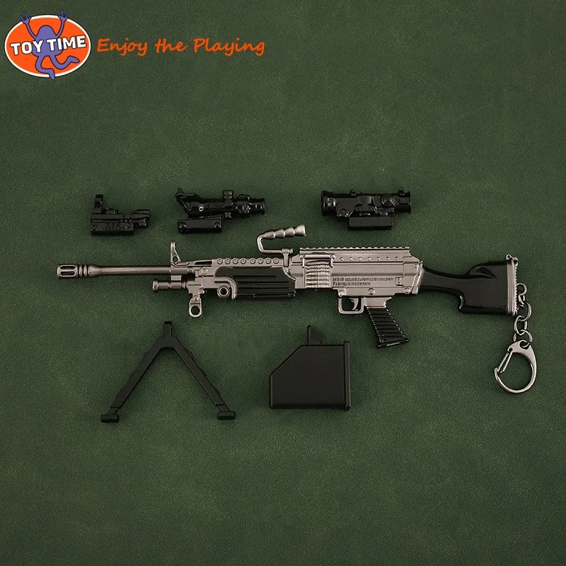 PUBG Weapon Related Products Medium Collection M249 Detachable Double Mirror Clip Light Machine Gun  Alloy Metal Toy 4