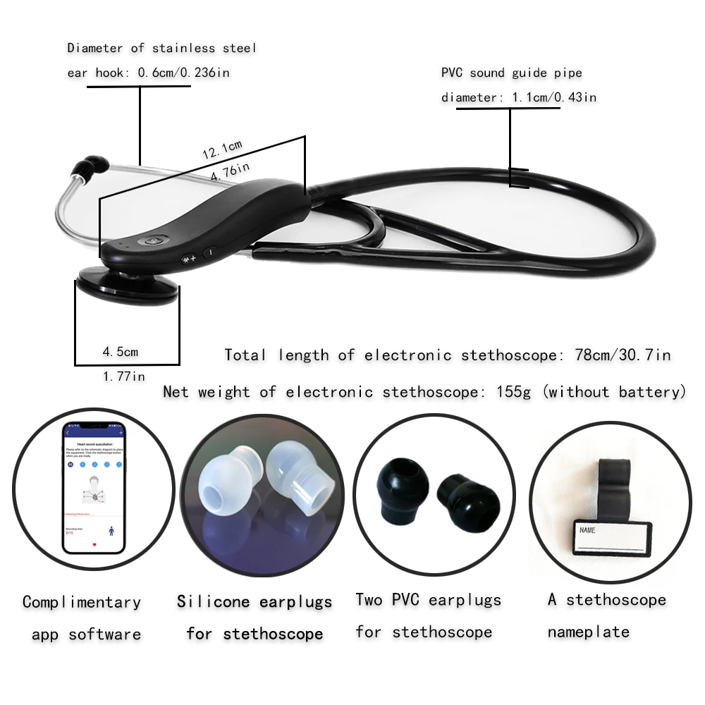 NewElectronicMedicalBluetoothDigitalStethoscopeWireless