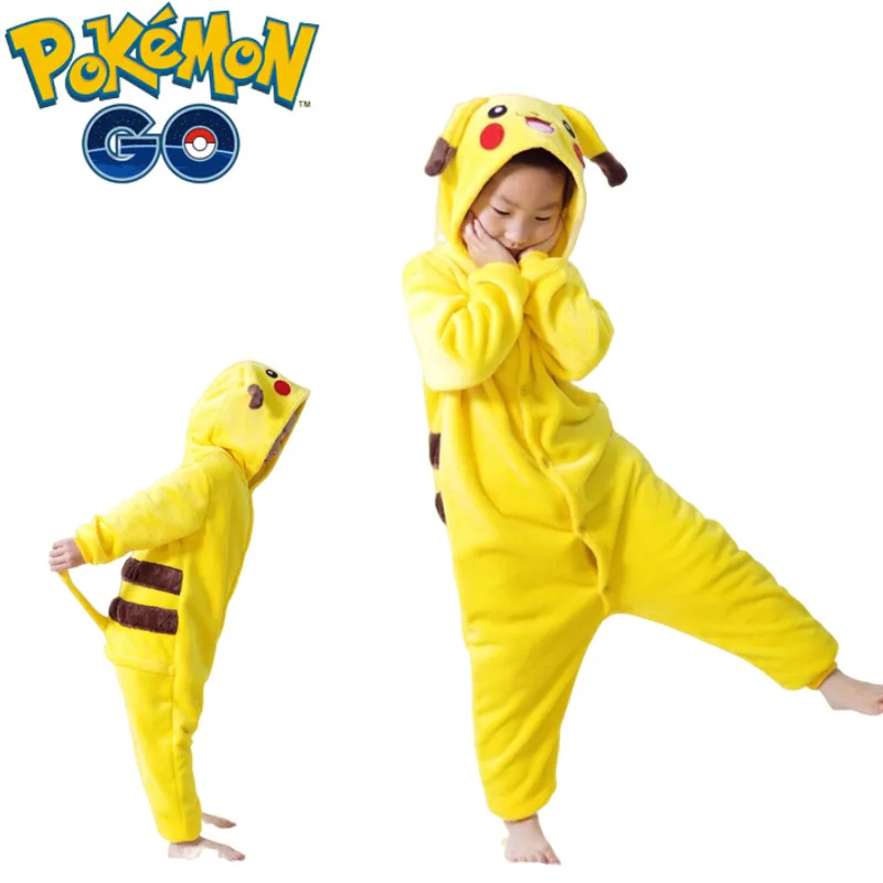 Pokemon Pikachu Anime Pijama de flanela de pelúcia para crianças, fantasia  de desenho animado, terno para meninos e meninas, roupas casuais
