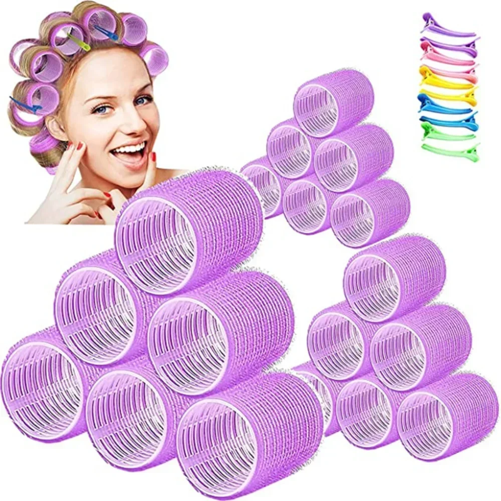 Self-Grip Hair Rollers Heatless Hair Curlers No Heat Bang Volume Self-adhesive Hook & Loop DIY Styling Tool Random Color hair styling tool hair curling tools