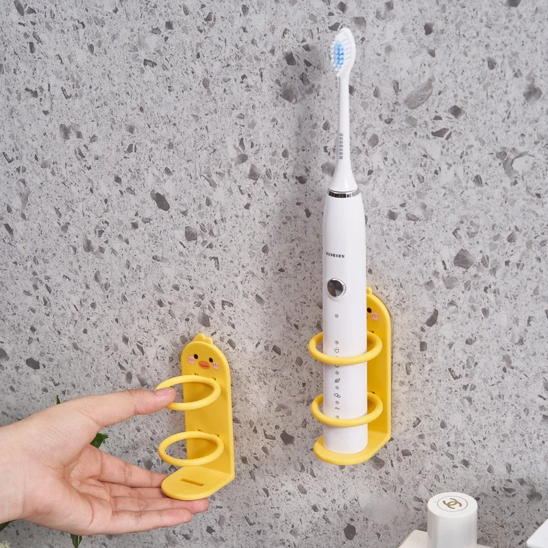 Wall-Mounted Electric Toothbrush Holder Wall Hanging Non-punching Wall-mounted Shelf Suction Bathroom Tooth Storage Accessories
