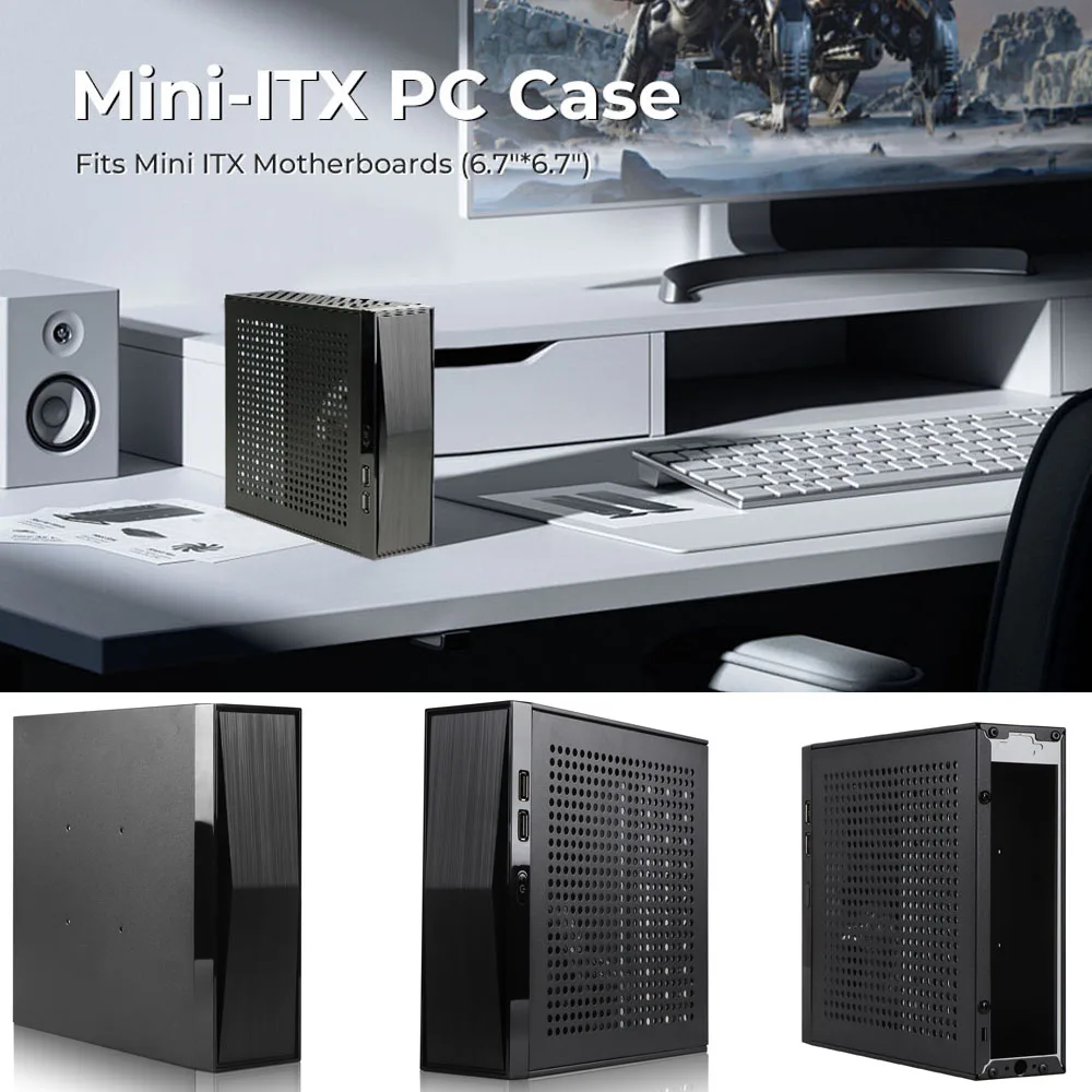 섀시 컴퓨터 케이스 미니 타워 다중 표면 방열판 미니 ITX 마더보드용 강력한 방열 HTPC 170*170mm 케이스