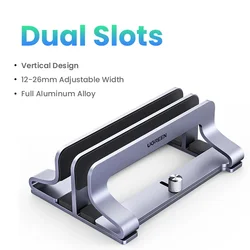 UGREEN Foldable Aluminum Vertical Laptop & Tablet Stand Holder (Metal Dual Slots)