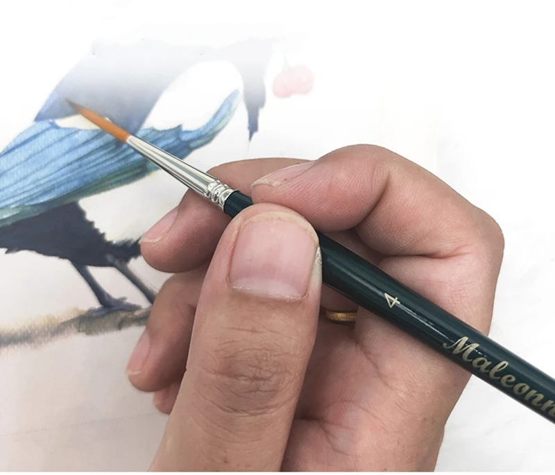 Maleonn 2 Stück Miniatur-Pinsel, langes Detail, feiner, dünner Hakenlinienstift für Acryl, Aquarell, Öl, Gouache, Malerei, Kunstbedarf – Detail 5