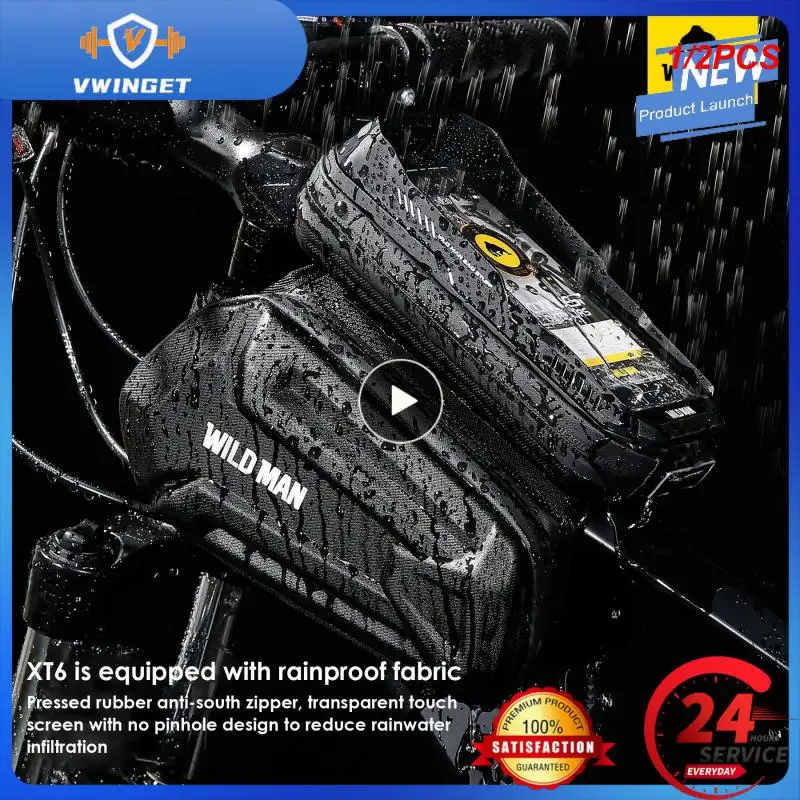 

1/2PCS WILD MAN Bags Front Frame MTB Bike Bag Waterproof Touch Screen Top Tube Mobile Phone Bag For Cycling Accessories